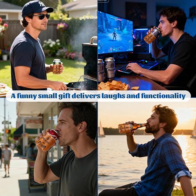 Funny Gifts for Men Him Husband,Christmas Gifts for Dad from Daughter Son,White Elephant Gifts,Mens Stocking Stuffers Birthday Gag Cool Retirement Gifts for Grandpa,Leather Can Cooler