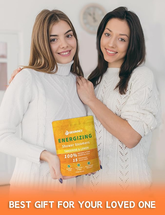 Shower Steamers Aromatherapy 15 Pack, Tangerin & Lemon Shower Bombs with Natural Essential Oils, Relaxation & Birthday Gifts for Women and Men, Stress Relief & Self Care Gifts, Shower Tablets