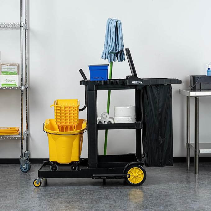 Restaurantware-Janitor CART Bag ONLY: Clean Tek Professional 16.93 x 10.63 x 29.53 Inch Janitorial Cart Bag, 1 Heavy-Duty Bag - Janitor Cart Sold Separately, Durable, Black Plastic Replacement Bag