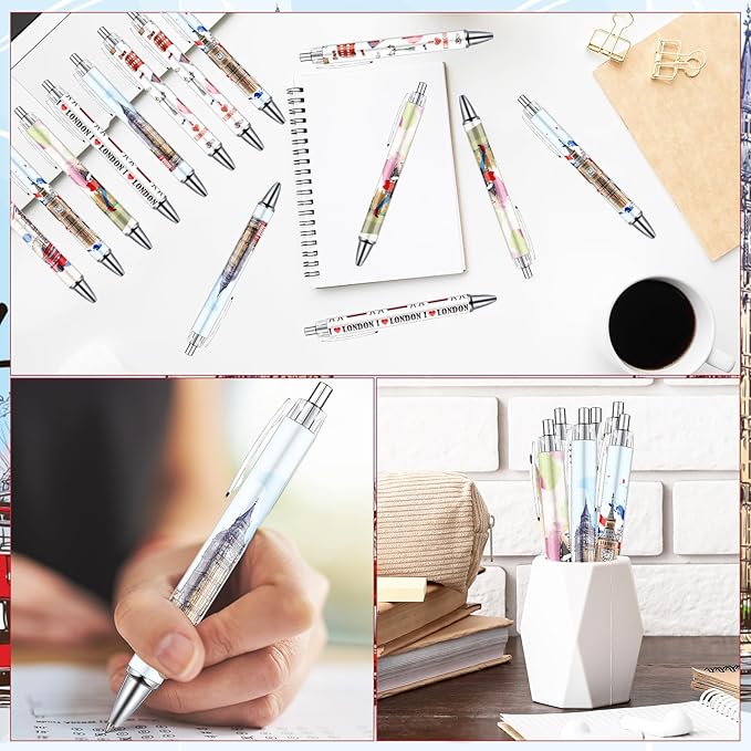 London Ballpoint Pens Bulk - 36 Pcs London Souvenirs Gifts from UK City Travel Ballpoint Pens Retractable Smooth Ball Point Pen British Gifts for Office School Stationery Traveler Supplies
