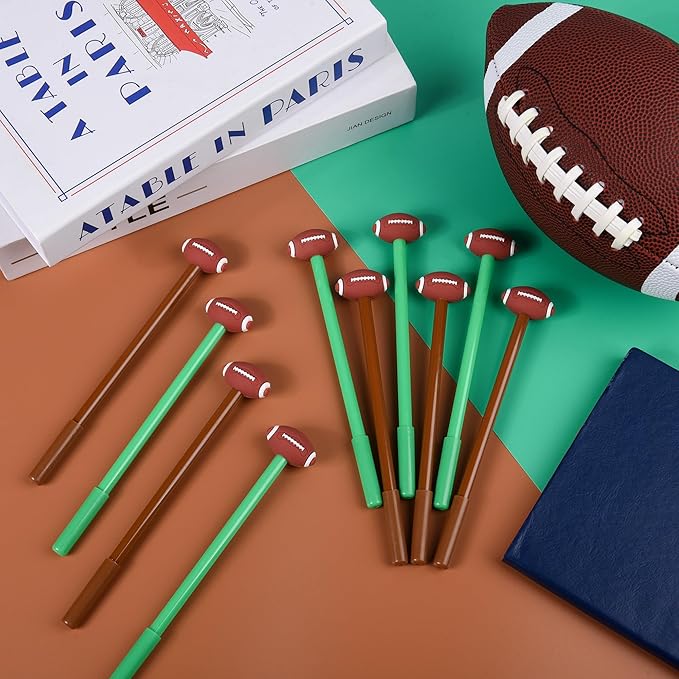 LiYiQ 25 Pcs Football Cartoon Cute Fun Pens for Kids Kawaii Football Shape Gel Black Ink Pen Cute Football Pens for School Office Home Student Kids Present