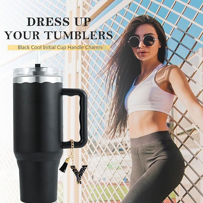 Letter Charm Accessories for Stanley Cup 1 PCS Cute Initial Keychain Handle Charm for Stanley Tumbler for Women