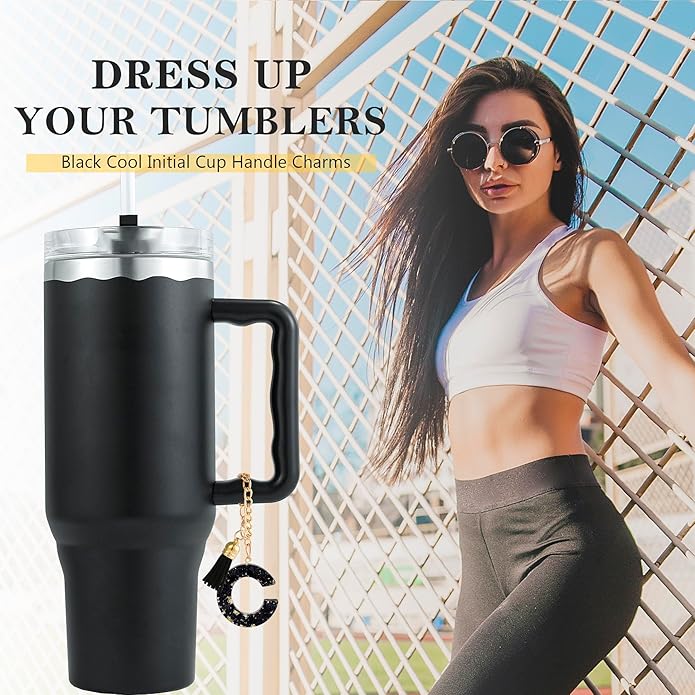 Letter Charm Accessories for Stanley Cup 1 PCS Cute Initial Keychain Handle Charm for Stanley Tumbler for Women