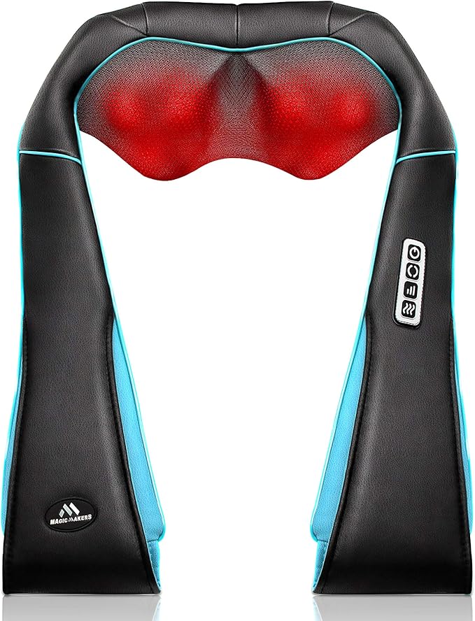 MagicMakers Electric Shiatsu Neck Massager with Heat - Pain Relief for Back, Shoulders & Feet - Gift for Men, Women, Mom & Dad - From Daughter or Son - Ideal for Christmas, Mother's Day & Father's Day