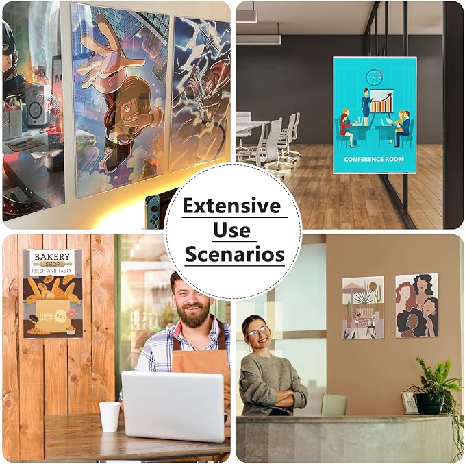 MaxGear Acrylic Sign Holder 11 x 17 Sign Holders Plastic Frames Clear Frame 11x17 Wall Mount Sign Holder Wall Sign Holder with Double-Sided Tape, for Plexiglass, Flyer, Poster, Door, Document, 6 Pack