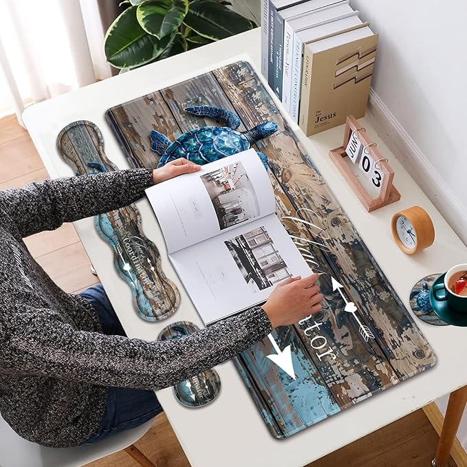 Large XXL Gaming Desk Mat 31.5"x 11.8", Ergonomic Keyboard Wrist Rest & Mouse Pad Wrist Rest + Coaster Set, Non-Slip Base, Memory Foam, Office and Home, Chaos Coordinator