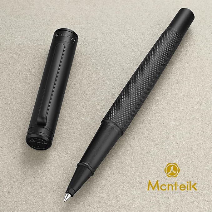 Matte Black Forest Rollerball Pen, Luxury Pen with Schmidt Black Ink Refill, Fancy Pen Gift Set for Men & Women, Business Signature, Executive, Office, Nice Fancy Designer Pens