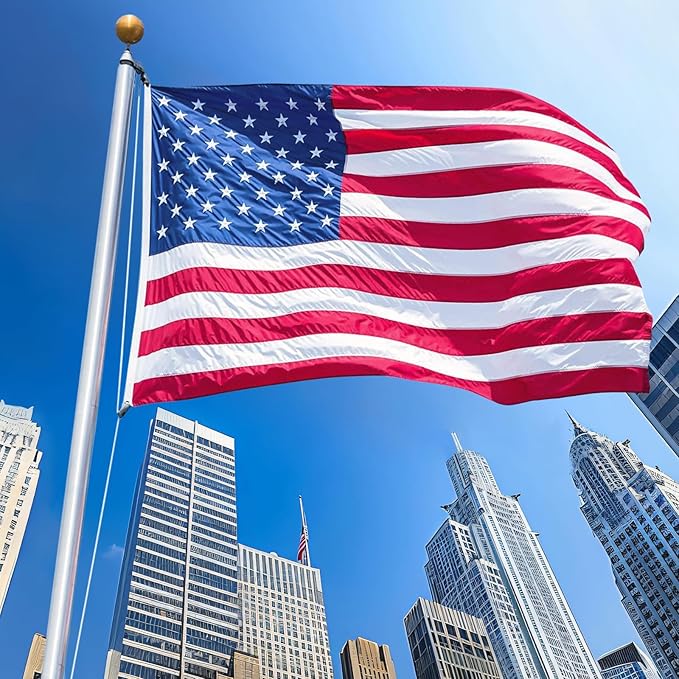 American Flag 3x5 Outdoor, 210D 3x5 Flags Outside, Made in USA Heavy Duty Spun Nylon USA Flag, All Weather US Flags with Embroidered Stars Sewn Stripes Brass Grommets, Vivid Color for Outdoor Indoor (3 by 5 Foot)