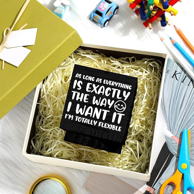 Outus Wooden Spinning Pen Holder for Desk I'll Remember It Later Pencil Holder Cute Organizer Funny Desk Decor Pencil Case Art Supply Storage Box for Home Office (Black)