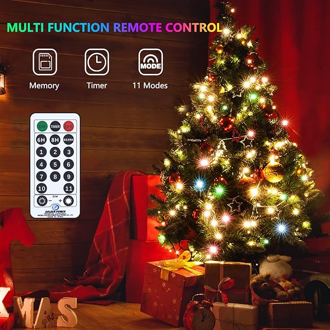 Outdoor Christmas Lights 800 LED 272FT Color Changing Christma Tree Light with Warm White & Multicolor, 11 Modes, Waterproof Christmas String Lights with Remote for Xmas Decorations