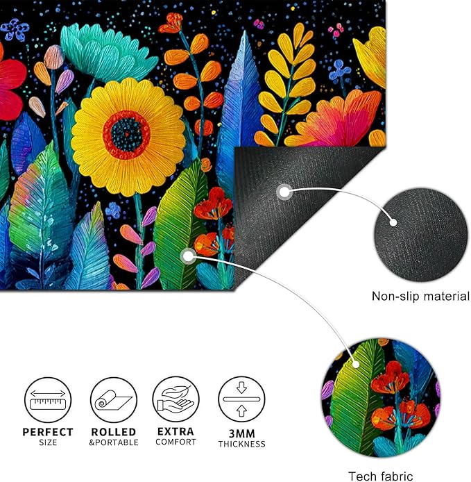 Large Mouse Pad 31.5 x 11.8 Inch Colorful Floral Desk Mat Extended Keyboard Mousepad Non Slip Waterproof Desk Pad Vibrant Flowers Design for Office Home Gaming