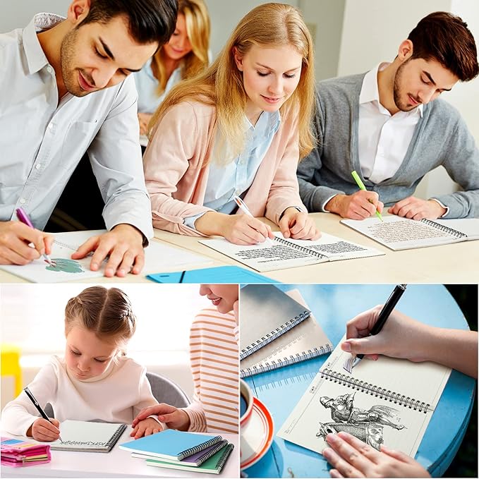 Leelosp 12 Pack Small Spiral Notebook A5 Lined College Ruled Spiral Journal Notebook 5.5 x 8.3 Inch Kraft Cover, 120 Pages for Work Students Office Business(Multi Colors)