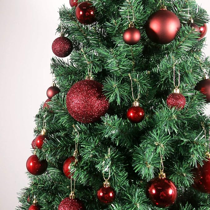 Maroon 3.2" Large Christmas Balls - Christmas Tree Decoration Ornaments Shatterproof Hanging Balls for Birthday Halloween Holiday Wedding Decorations Set of 10pcs