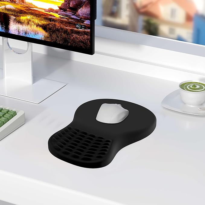 MEKASS Ergonomic Mouse Pad with Wrist Rest, Memory Foam Mousepad for Carpal Tunnel Pain Relief, Desk Computer Wrist Support Mouse Pad with Non-Slip PU Base for Office Home (Sunflower)