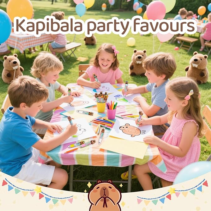 CZWZ 30Pcs Mini Multicolor Pens in One 4-in-1 Cute Pens Bulk for Kids, Ballpoint Pen for Birthdays and Children's Parties, Fun Gifts Assorted Ink Kawaii Pen(Capybara)