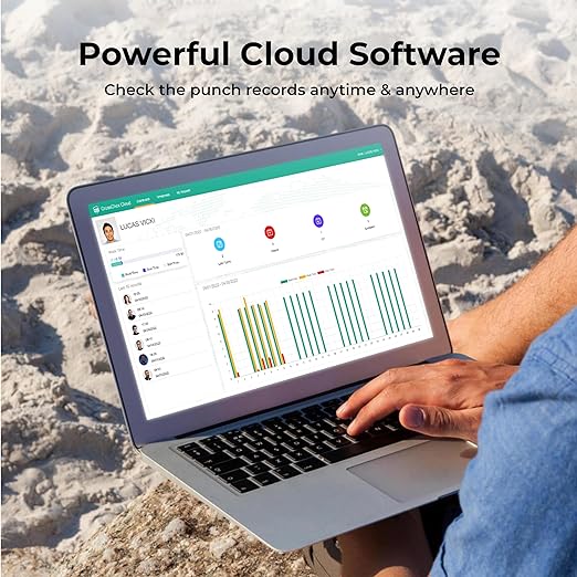 ANVIZ Time Clocks for Employees Small Business - CX2 Fingerprint Biometric Clock in and Out Machine - with Professional Cloud Software, Black
