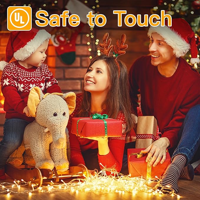 Ollny Christmas Lights, 210FT 640LED Christmas Tree Lights with 11 Modes Remote Control IP44 Waterproof Warm White to Multicolored Outdoor Christmas Lights for Outside Indoor Patio Xmas Decorations