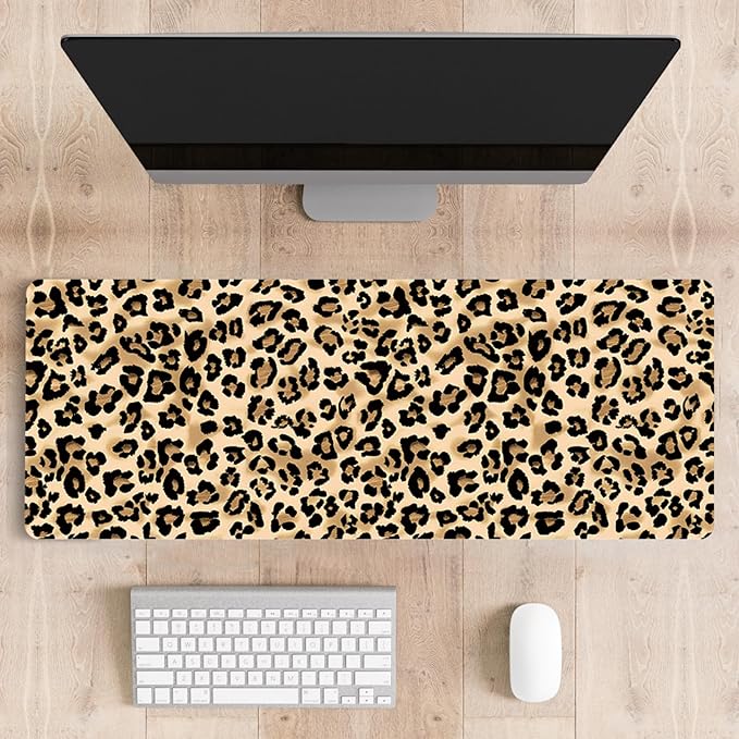 Mousepad Desk Mat Gaming Large Keyboard Cute Office Desktop Computer Laptop XXL Long Big Kawaii Aesthetic Girly Pretty Design Women Girl Gamer Oversized Wide 30x12'' Mousepad, Leopard