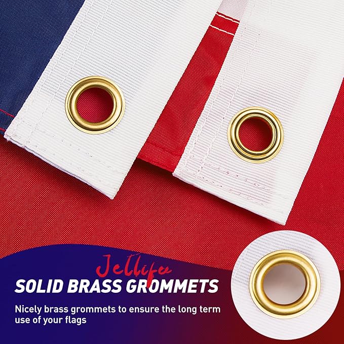 American Flag 3x5 Outdoor, 210D 3x5 Flags Outside, Made in USA Heavy Duty Spun Nylon USA Flag, All Weather US Flags with Embroidered Stars Sewn Stripes Brass Grommets, Vivid Color for Outdoor Indoor (3 by 5 Foot)