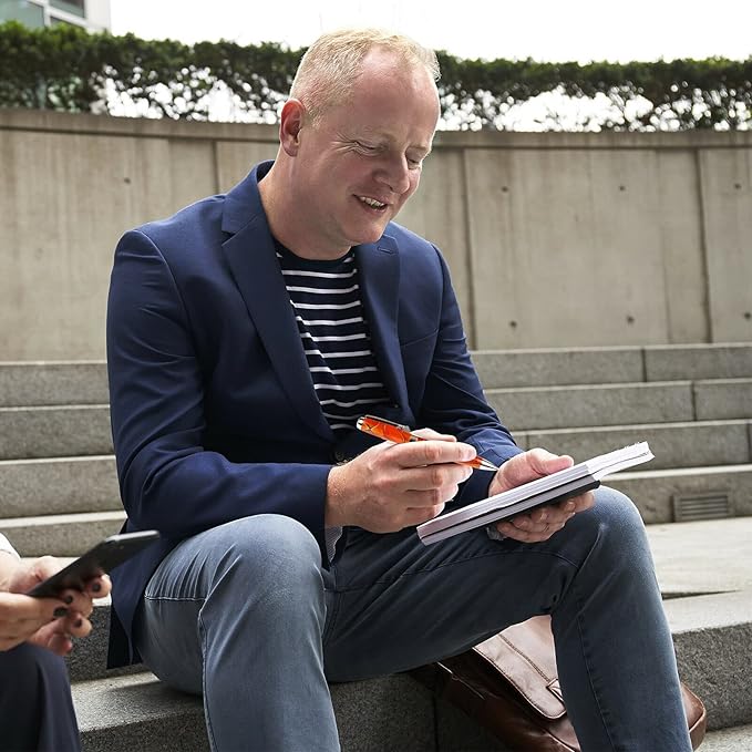 Lanier Pens Tuscany Orange & Black Ballpoint Pen - Marbleized Gloss Body