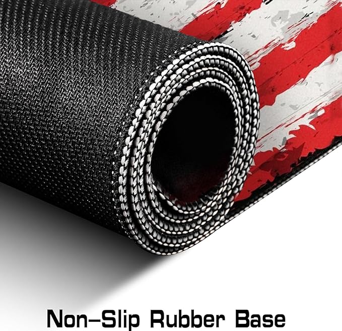 Oversized American Flag Computer Desk Pad, Non Slip Keyboard Pad, Custom Thick Seam Edge Office and Home Mouse Pad 35.4 x 15.7 Inches