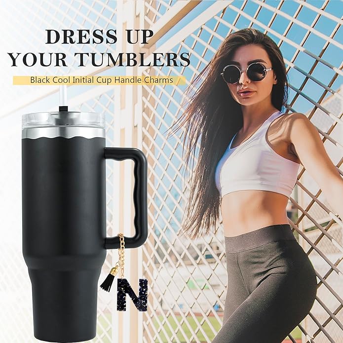 Letter Charm Accessories for Stanley Cup 1 PCS Cute Initial Keychain Handle Charm for Stanley Tumbler for Women