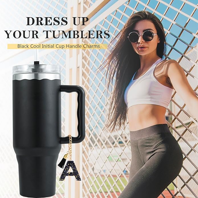 Letter Charm Accessories for Stanley Cup 1 PCS Cute Initial Keychain Handle Charm for Stanley Tumbler for Women