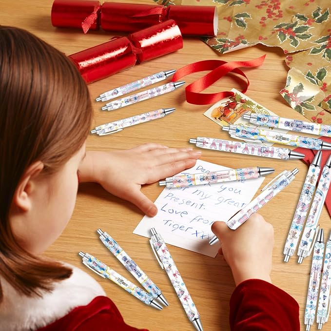 Christmas Nutcracker Ballpoint Pens Gifts - 24 Pcs Merry Christmas Pens Set Retractable Smooth Writing Pen Bulk Gift for Women Men Office Classroom Home Students Teacher Bookish School Party Supplies
