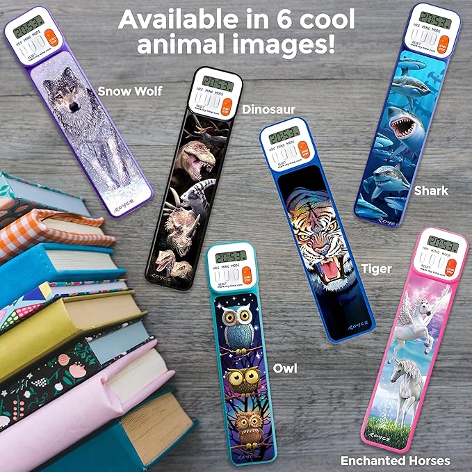 Mark-My-Time - Digital Bookmark - Mark My Time Reading Timer and Bookmark for Kids, Cool Bookmarks and Reading Incentives, Christmas Gift & Stocking Stuffer for Book Lovers - 3D Tiger