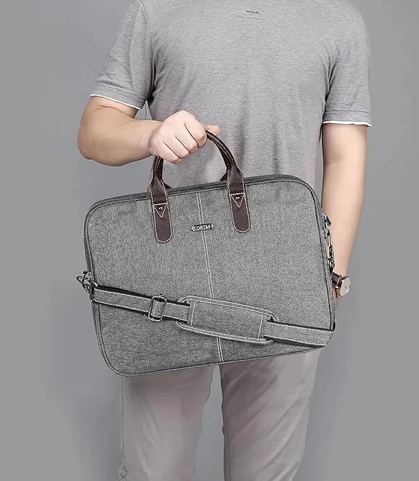 LOREM Leather Messenger Shoulder Bag Travel Crossbody Purse Briefcase Business Bag for 12Inch Laptop