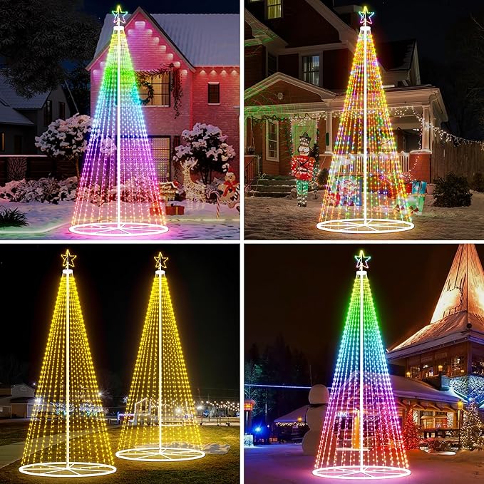 Led Outdoor Christmas Tree, 20 FT Prelit Smart Outside Christmas Tree Light Show, App Control with 660 LED Lights Color Changing, Music Sync, Cone Tall Star Topped Christmas Tree for Yard & Garden