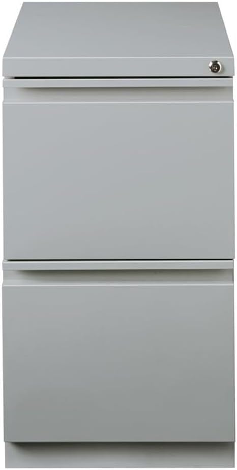 Pemberly Row 20" 2-Drawer Modern Metal Mobile Pedestal Filing Cabinet in Silver