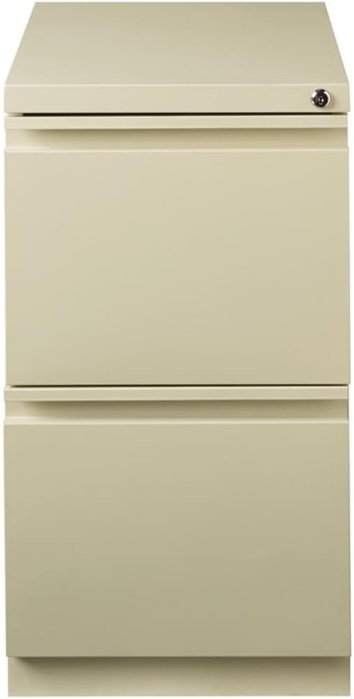 Pemberly Row 2 Drawers 27.75" Vertical Beige Metal Filing Cabinet Lockable Pre-Assembled Stationary Letter Size for Home, Office