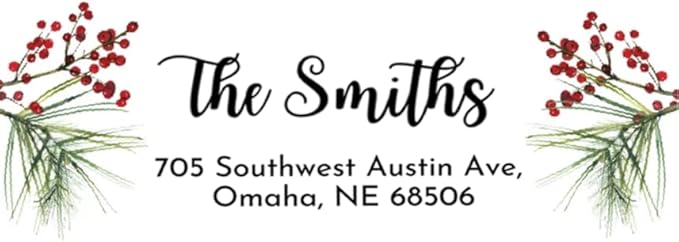 Personalized Christmas Return Address Labels - Custom Holiday Return Address Labels, Set of 120 Self Adhesive Mailing Rectangle Personalized Name Stickers (Pattern 1)