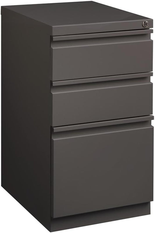 Pemberly Row 3 Drawers 27.75" Vertical Espresso Metal Filing Cabinet Lockable Pre-Assembled Stationary Letter Size for Home, Office