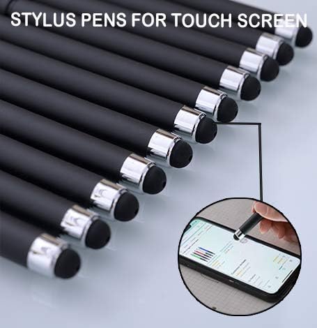 MiSiBao 0.7mm Black Ink Gel Ink Rollerball Pens 2 in 1 Medium Point Pens with Stylus Work Pen Smooth Writing for Office Black gel pen (Dark Grey-18pack)