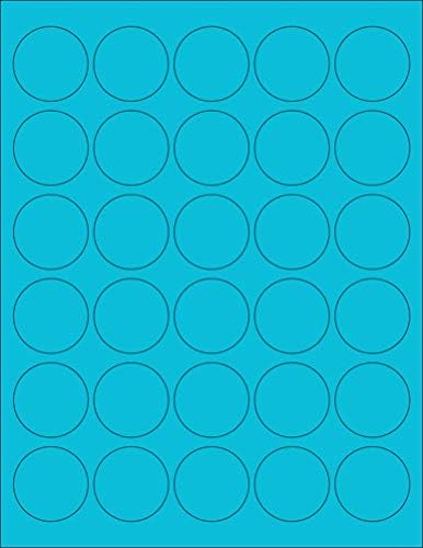 NextDayLabels 8-1/2 x 11" Neon Color High Light Fluorescent Labels for Laser & Inkjet Printer (Blue Fluorescent, 1.5" Round - 30 Per Page | 3000 Labels)