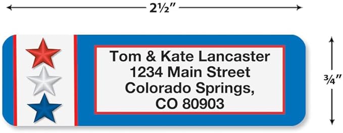 Colorful Images Star Spangled Patriotic Rolled Personalized Return Address Mailing Labels with Dispenser, Customize with Name & Shipping Address, 250 ¾” x 2½” Self Adhesive, Easy Peel Label Roll