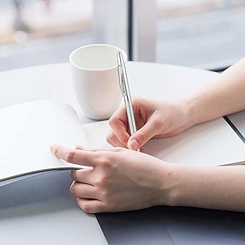 Unibene Slim Metallic Retractable Ballpoint Pens - Carved Silver, Nice Gift for Business Office Students Teachers Wedding Christmas, Medium Point(1 mm) 6 Pack-Black ink