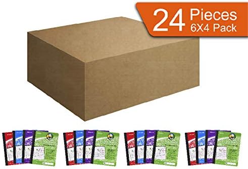 Mintra Primary Composition Notebook, 24 units 6-4 Pack, Assorted Colors, 80 Sheets, 7.5in x 9.75in, 1/2 Sheet, Ruled with Drawing Area, Flexible Hardcover Journal, Grades K-2, School & Home Use