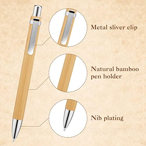 SATINIOR 200 Pcs Bamboo Ballpoint Pens, Wooden Retractable Ballpoint Pen, Black Ink, 1mm Pen, Sustainable, Stylish, Practical, Widely Applicable