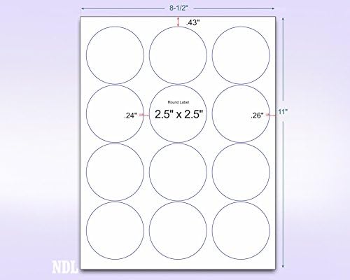 NextDayLabels - 8-1/2 x 11 Neon Color High Light Fluorescent Labels for Laser & Inkjet Printer (Blue Fluorescent, 2.5" Round - 12 Per Page | 300 Labels)