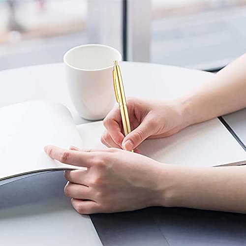 Unibene 6 Pack Gold Click Ballpoint Pens - Black ink Medium Point(1 mm), Metallic Retractable Pen Nice Gift for Business Office Students Teachers Wedding Christmas