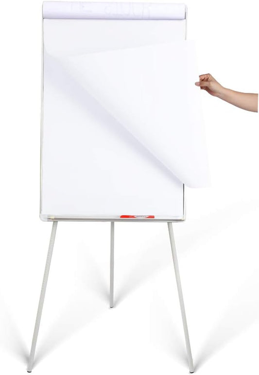 Magnetic Dry Erase Easel 36" x 24", Height Adjustable Tripod Dry Erase Board Office Presentation Whiteboard with Flipchart Pad, Magnets & Eraser, White