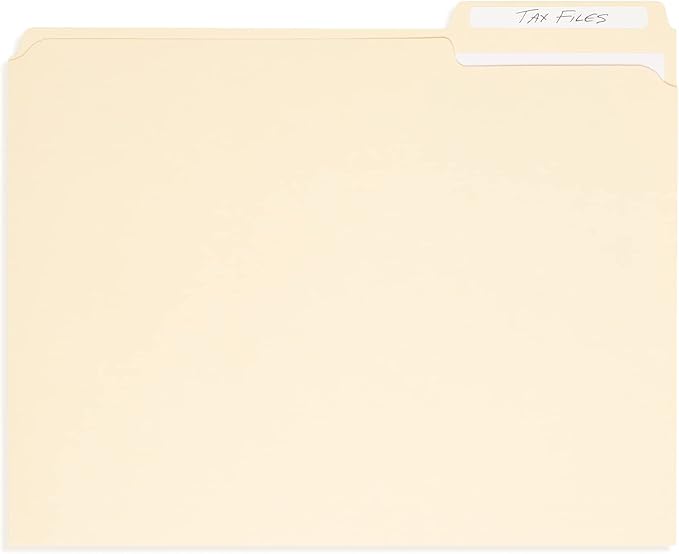 100 Blue Summit Supplies Heavy Duty File Folders Letter Size with 1/3 Cut Reinforced Tabs, Thick 14pt Manila Paper, Heavy Duty Manila Folders for Office, Home, or Classroom