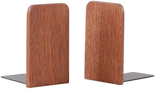 Muso Wood Book Ends for Shelves, Non-Slip Bookends, Heavy Duty Wooden Bookend Support for Books and Movies (Sapele 2 Pairs)
