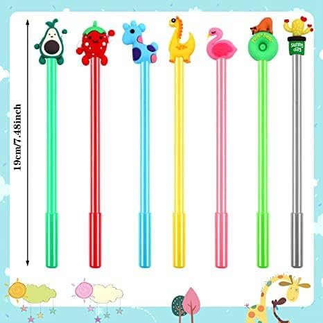 SANNIX 100 Pieces Cartoon Cute Gel Ink RollerBall Pens Bulk Assorted Styles Novelty Writing Pen for Kids Gift School Office Home Supplies Present