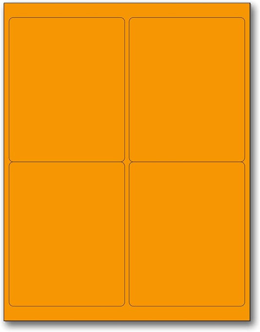 NextDayLabels - 8-1/2 x 11" Neon Color High Light Fluorescent Labels for Laser & Inkjet Printer (Orange Fluorescent, 4 x 5" - 4 Per Page | 400 Labels)