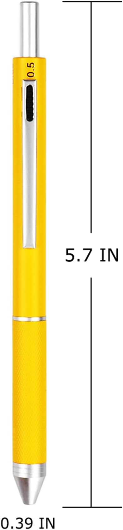 DUNBONG 4 in 1 Multicolor Pen, Metal Cased Multifunction Pen, 0.5mm Mechanical Pencil, Red, Blue, Black Ball Pens, 1-Count (Yellow)