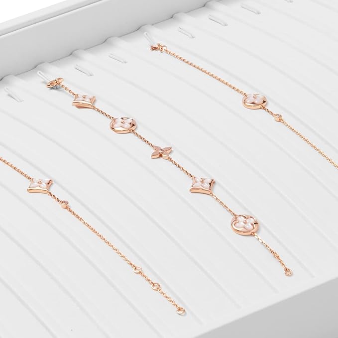 Oirlv Premium White Leather Stackable Jewelry Tray 18 Gird Necklace Bracelet Organizer Showcase Necklace Display Tray